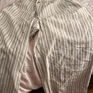 BloomChic Striped Cream and Tan Chinos